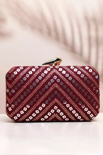   embroidered box clutch bag for women