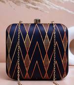   printed black golden geometric clutch bag for women with detachable strap