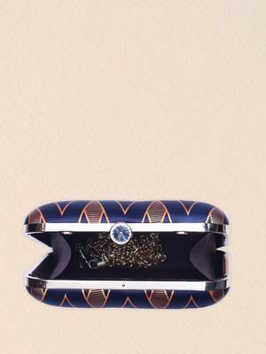  printed black golden geometric clutch bag for women with detachable strap 4