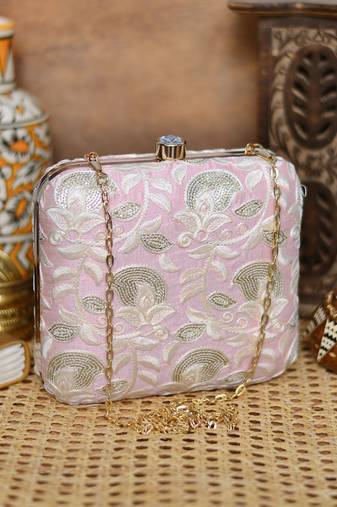   embroidered box clutch bag for women