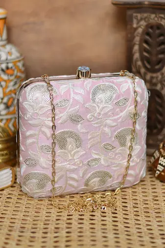   embroidered box clutch bag for women