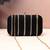   midnight black gold-striped embroidered clutch bag for women with detachble strap