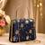   black based silver floral printed brocade fabric clutch bag for women with detachble strap