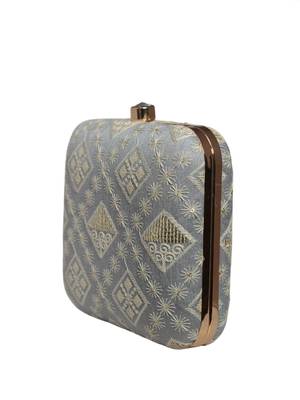   embroidered box clutch bag for women with detachble strap 3