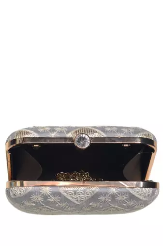   embroidered box clutch bag for women with detachble strap