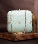   embroidered box clutch bag for women with detachble strap