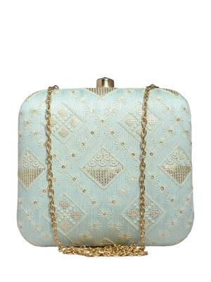   embroidered box clutch bag for women with detachble strap 2