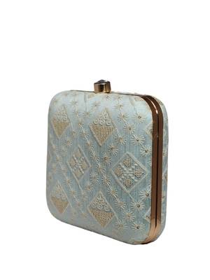  embroidered box clutch bag for women with detachble strap 3