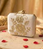   royal pink paisley embroidered clutch bag for women with detachble strap