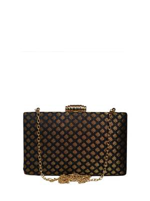   embroidered brocade box clutch bag for women with detachble strap 2