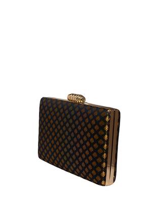   embroidered brocade box clutch bag for women with detachble strap 3
