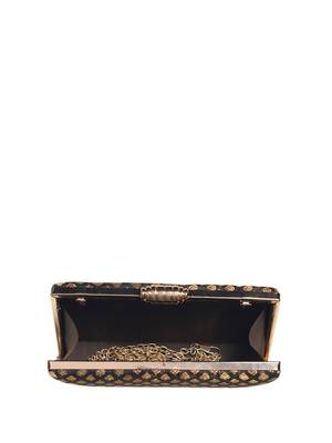   embroidered brocade box clutch bag for women with detachble strap 4