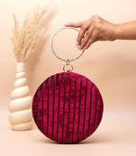   crimson luxe velvet stripe embroidery clutch bag for women with detachble strap