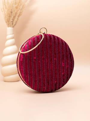   crimson luxe velvet stripe embroidery clutch bag for women with detachble strap 2