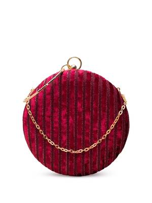   crimson luxe velvet stripe embroidery clutch bag for women with detachble strap 3