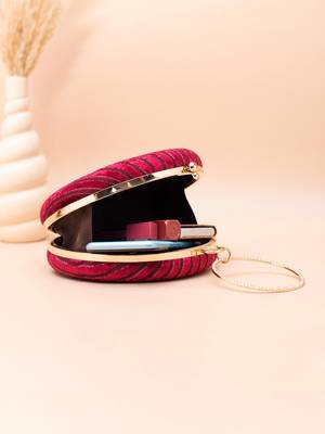   crimson luxe velvet stripe embroidery clutch bag for women with detachble strap 4