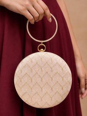   ivory based minimal embroidery clutch bag for women with detachble strap 1