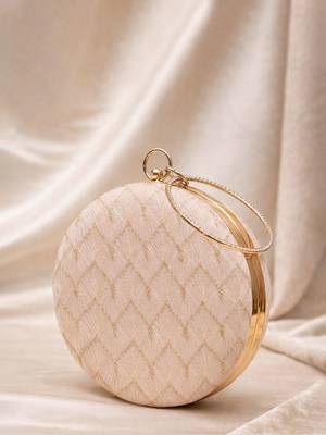   ivory based minimal embroidery clutch bag for women with detachble strap 3