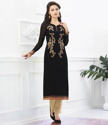Black Georgette embroidered kurti 1