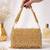  golden beaded fringe clutch bag for women with detachble strap