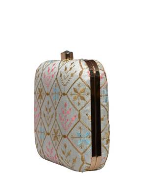  embroidered box clutch bag for women with detachble strap 3