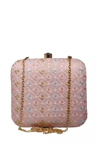  embroidered box clutch bag for women with detachble strap