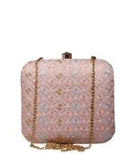  embroidered box clutch bag for women with detachble strap