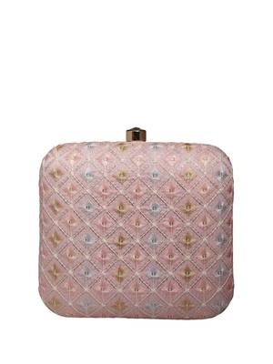  embroidered box clutch bag for women with detachble strap 2
