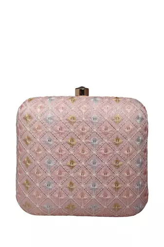  embroidered box clutch bag for women with detachble strap