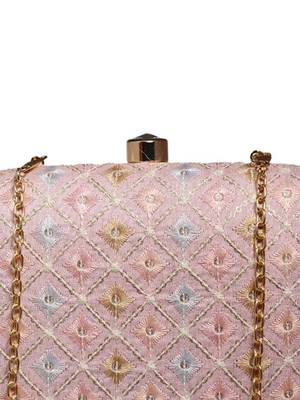  embroidered box clutch bag for women with detachble strap 3