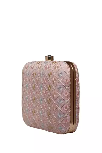  embroidered box clutch bag for women with detachble strap