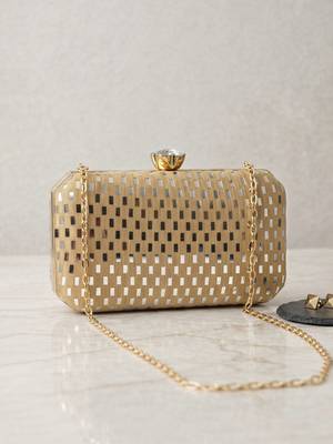  elegant gold sequin box clutch bag for women with detachble strap 2