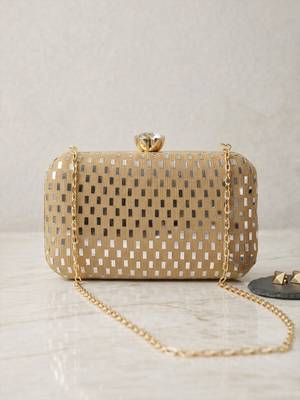  elegant gold sequin box clutch bag for women with detachble strap 3