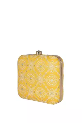  embroidered box clutch bag for women with detachble strap