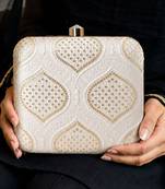  women embroidered fabric box clutch bag for women with detachble strap