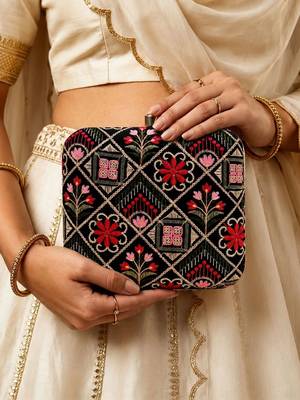  embroidered embellished box clutch 1