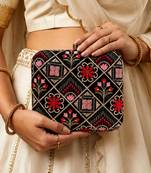  embroidered embellished box clutch