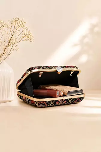  embroidered embellished box clutch