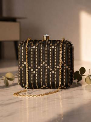  black embellished box embroidred clutch 2