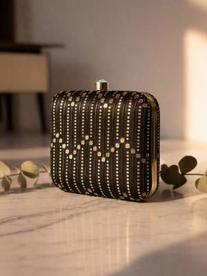  black embellished box embroidred clutch 3