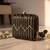  black embellished box embroidred clutch
