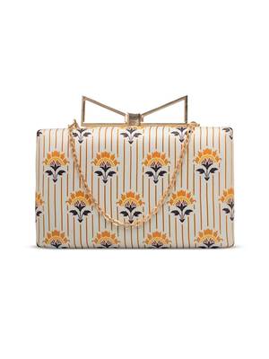  ivory gold stripe floral printed clutch 2
