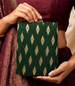  green based brocade fabric ethnic clutch bag for women