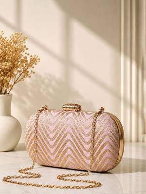  blush pink zigzag sequin designer embroidery clutch 3