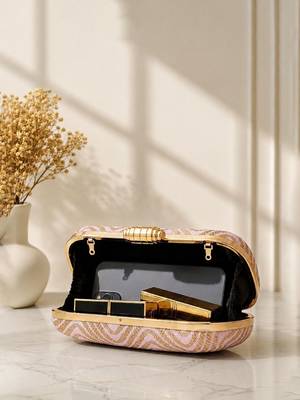  blush pink zigzag sequin designer embroidery clutch 4