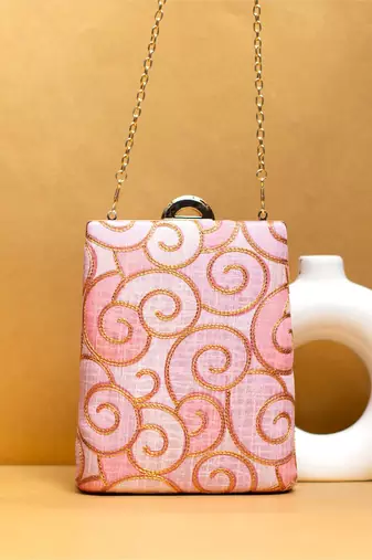  embroidered zari box clutch
