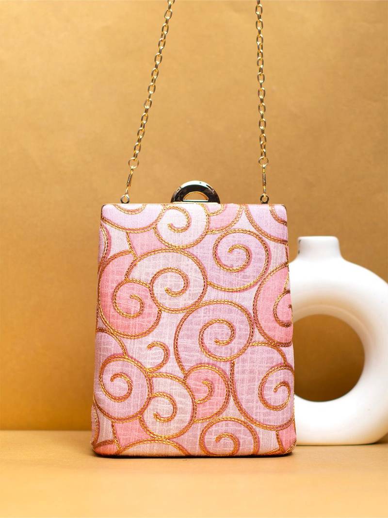  embroidered zari box clutch