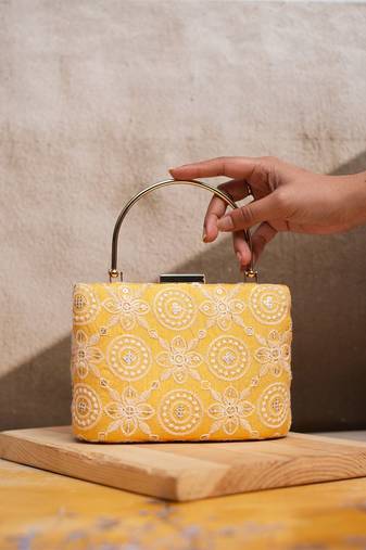  embroidered box clutch bag for women