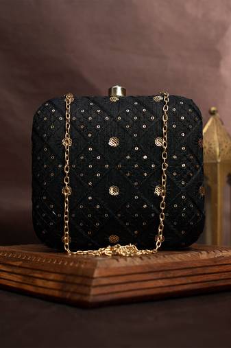  embroidered box clutch bag for women