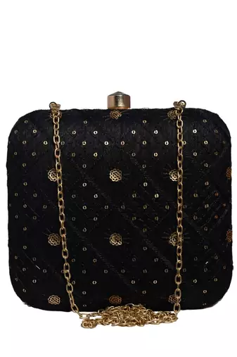  embroidered box clutch bag for women